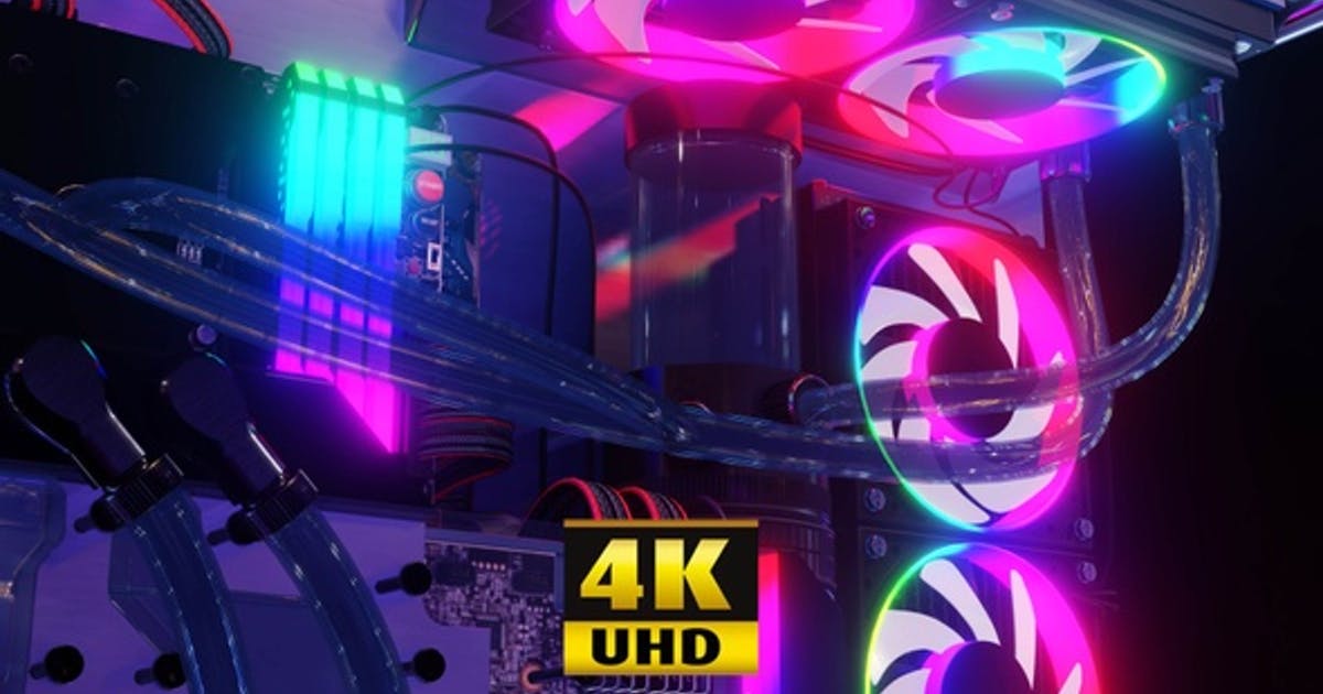 高科技赛博朋克风格霓虹灯4k电脑Computer In Neon 4K视频素材