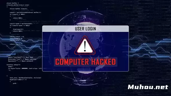 计算机被黑和用户登录界面4K视频素材插图