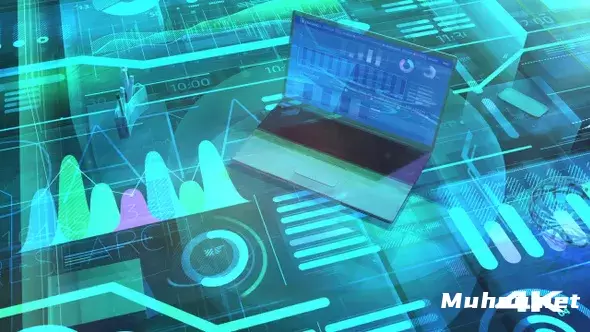 具有大数据和笔记本电脑4K的业务背景Business Background With Big Data And Laptop 4K视频素材插图