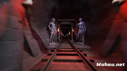 地下矿工铁轨轨道运动的计算机模拟高清视频素材插图