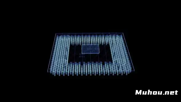 旋转计算机微芯片的全息图高清视频素材插图