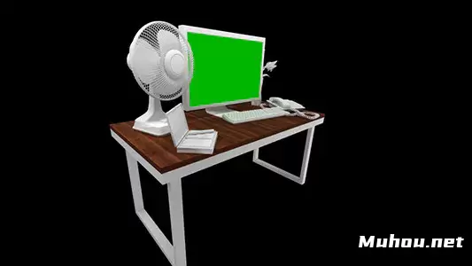 绿屏电脑显示器绿色抠像动画高清视频素材插图