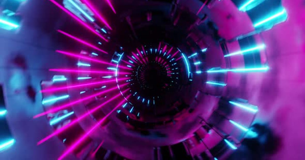 抽象VJ隧道紫色发光空间高清视频素材