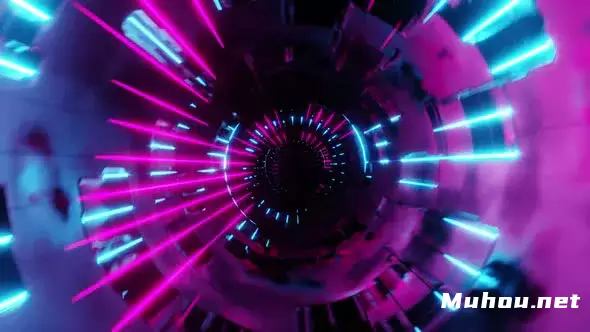 抽象VJ隧道紫色发光空间高清视频素材插图