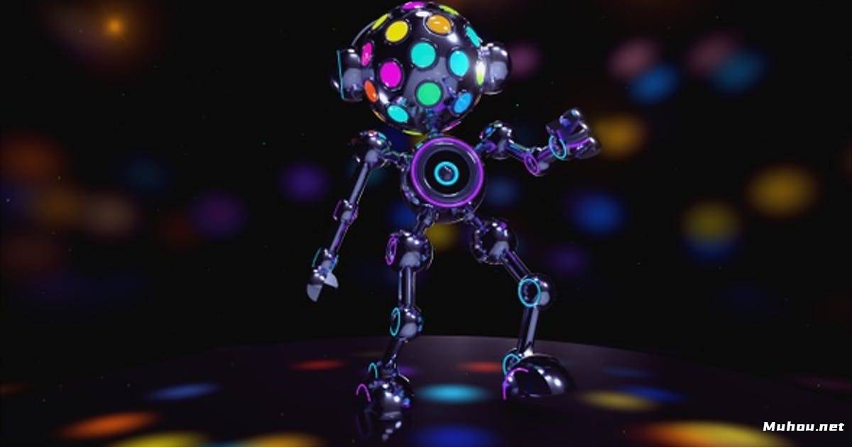 Vj机器人卡通动感舞蹈跳舞高清视频素材