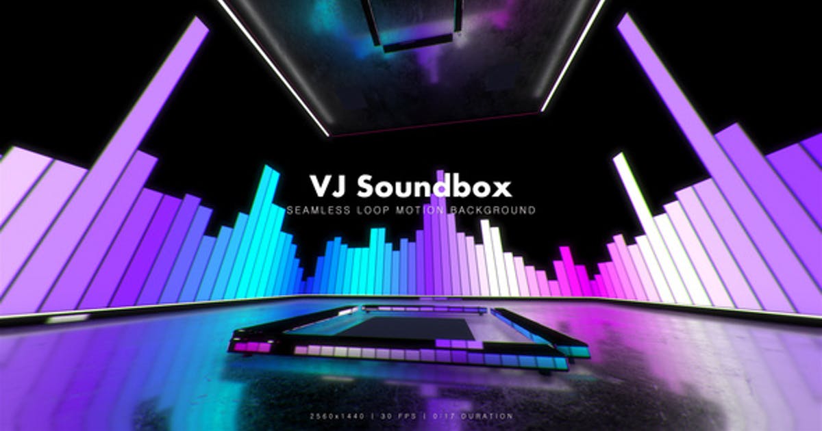 VJ音箱三维频谱舞台2k高清视频素材