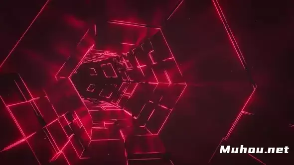 未来隧道红色激光VJ环路高清视频素材插图