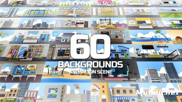 缩略图60个家具建筑MG动画场景背景包装AE视频模板素材 Backgrounds Animation Scene
