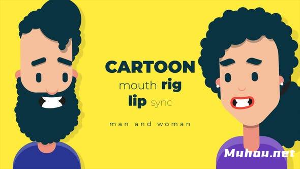 缩略图二维卡通人物角色动作表情同步制作MG动画AE视频模板素材 Cartoon mouth rig with lip sync