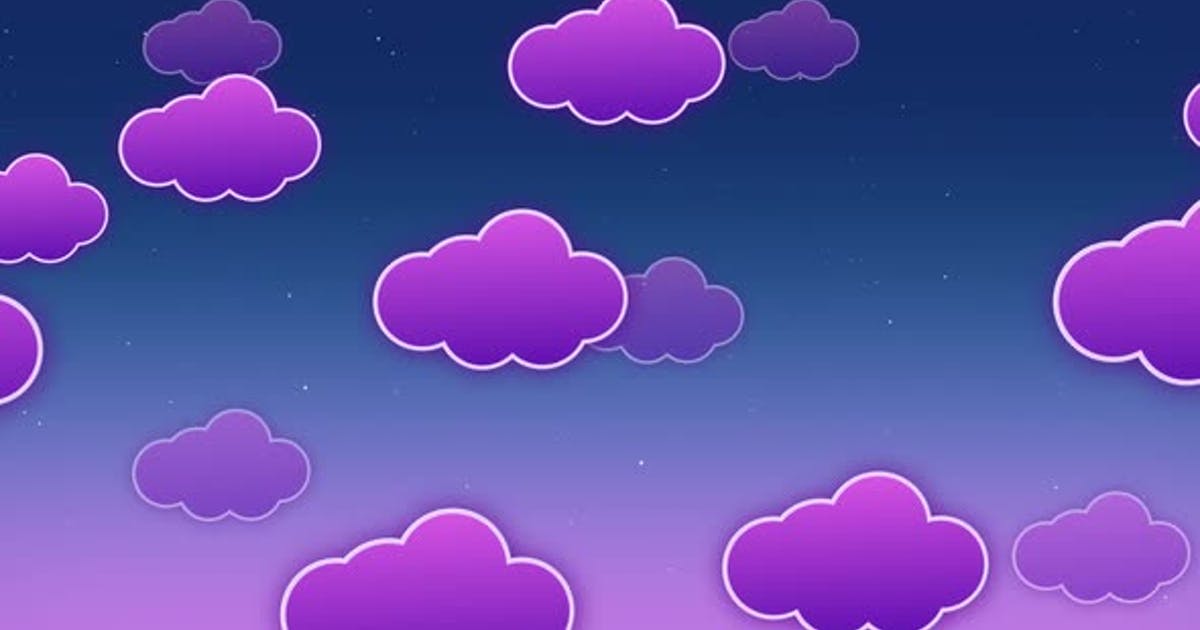 紫色天空卡通云朵4k高清视频素材