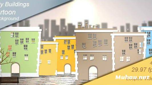 城市建筑卡通背景高清视频素材插图
