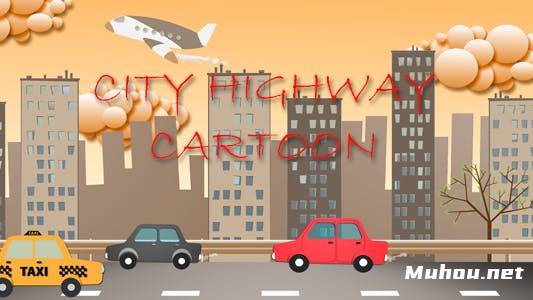城市高速公路卡通高清视频素材插图