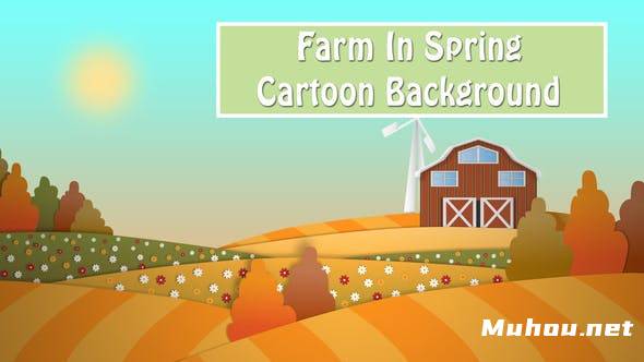 春天卡通背景中的农场高清视频素材插图