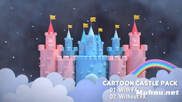 卡通城堡和彩虹高清视频素材插图