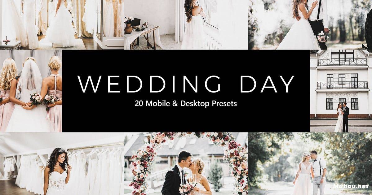 Luts调色预设-20个婚礼色彩调色滤镜下载 Wedding Day Lightroom Presets & LUTs插图