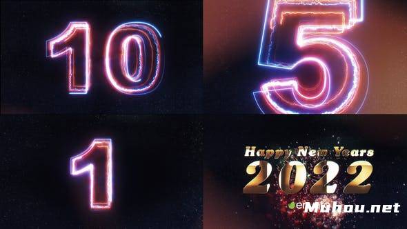 2022新年简洁10秒倒计时开场片头动画AE视频模板素材 New Year Countdown