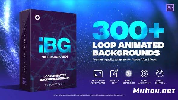 300+个多种类背景循环设计动画预设AE视频模板素材 iBG Loop Backgrounds插图