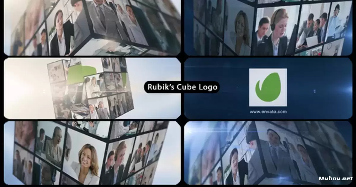 魔方多视频企业logo标志AE模版Rubik’s Cube Multi Video Corporate Logo