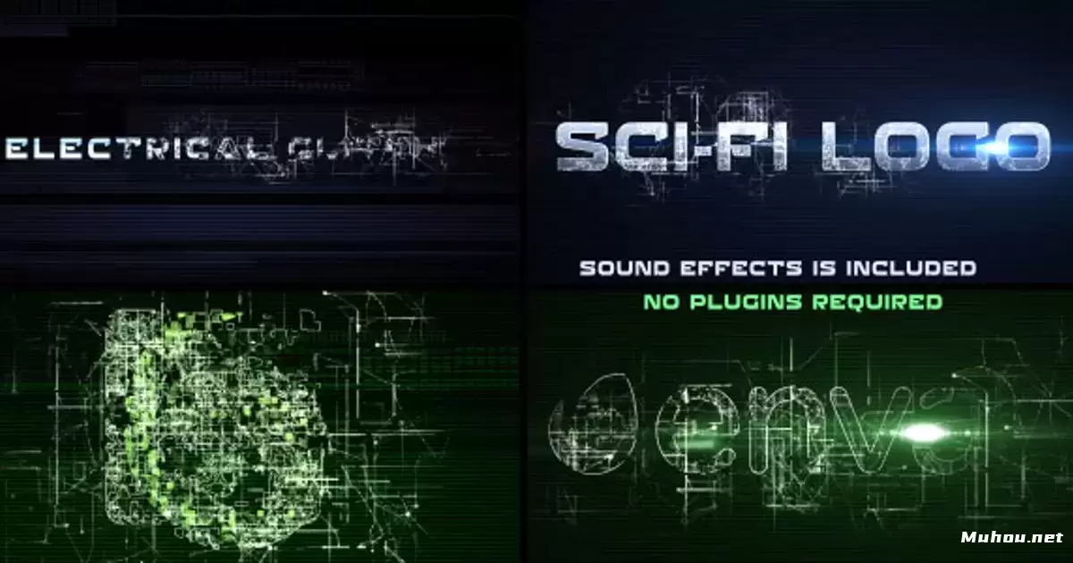 科幻电气科技感logo标志故障AE模版Sci-Fi Electrical Glitch