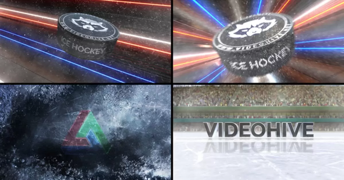 缩略图曲棍球冰上运动场炫酷logo标志显露AE模版Ice Hockey Logo Reveal