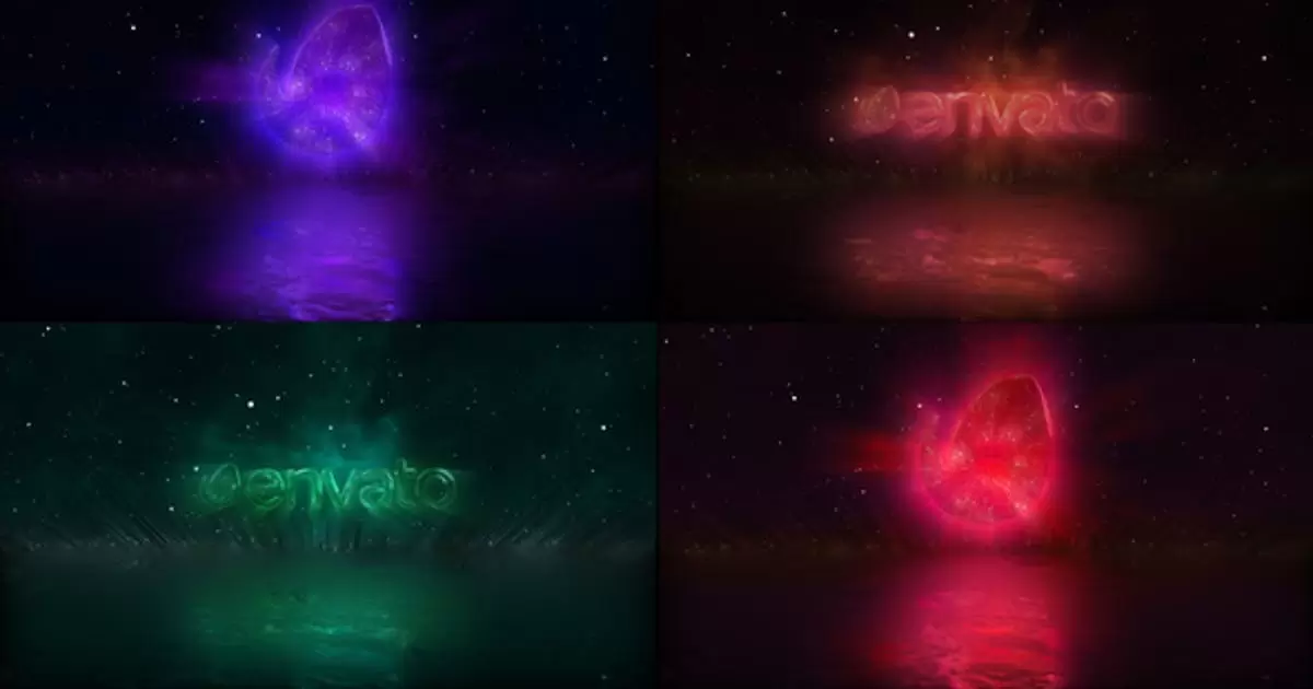 霓虹灯粒子发光倒影logo标志AE模版Neon Particles Logo | After Effects