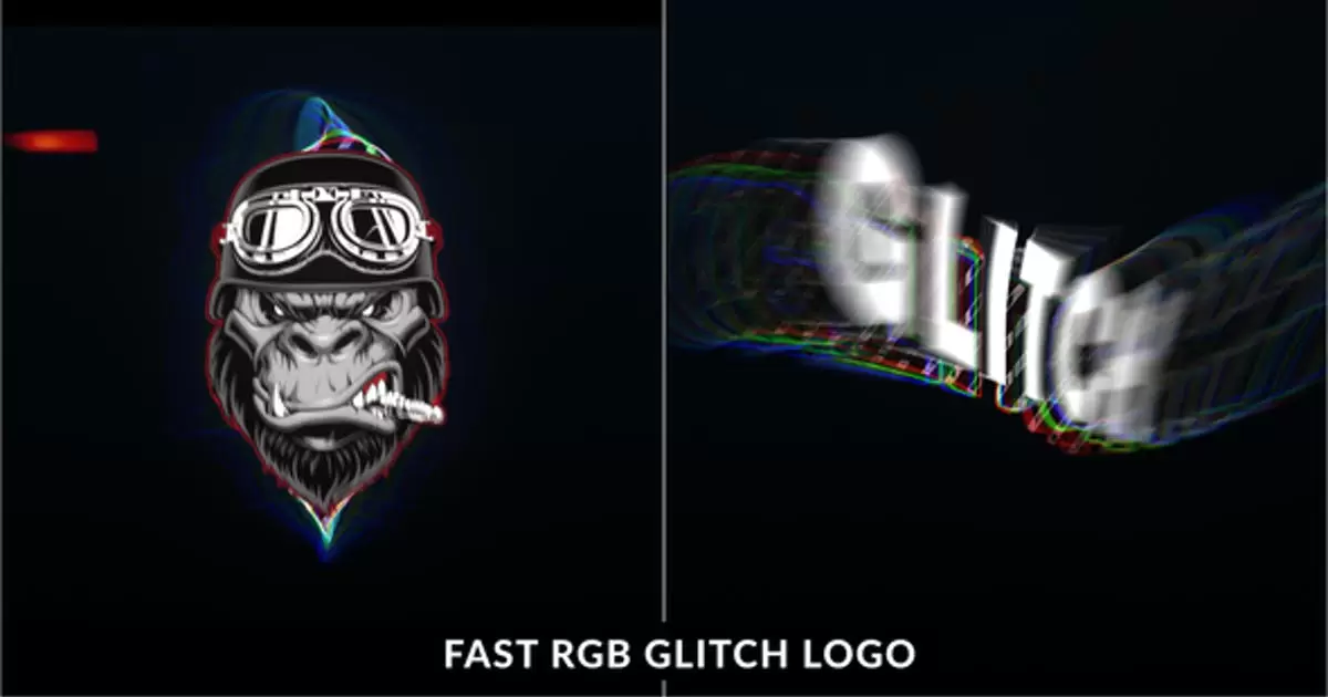 快速RGB故障logo标志介绍AE模版Fast RGB Glitch Logo Intro