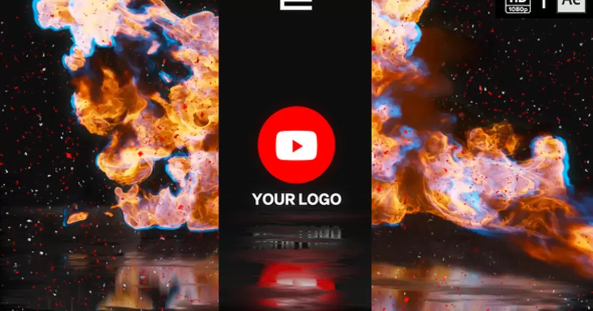 缩略图消防宣传火焰燃烧logo标志AE模版Fire Glitch Reverse Logo