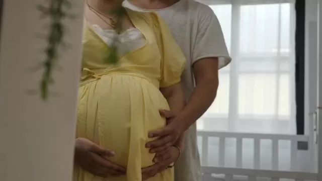 丈夫拥抱怀孕的妻子视频素材