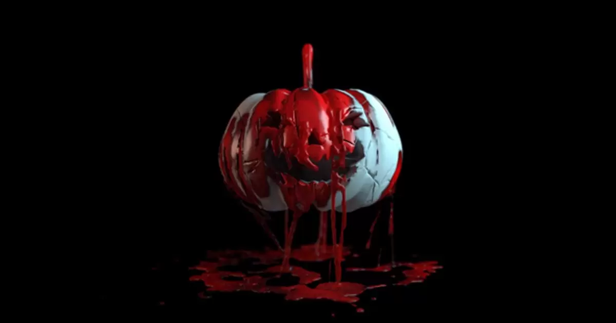 恐怖血腥的南瓜标志logo揭示AE模版Horror Pumpkin Logo Reveal