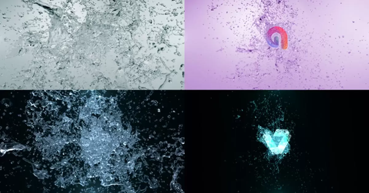 喷水器液体logo标志简介4AE模版Water Blast Logo Intro 4