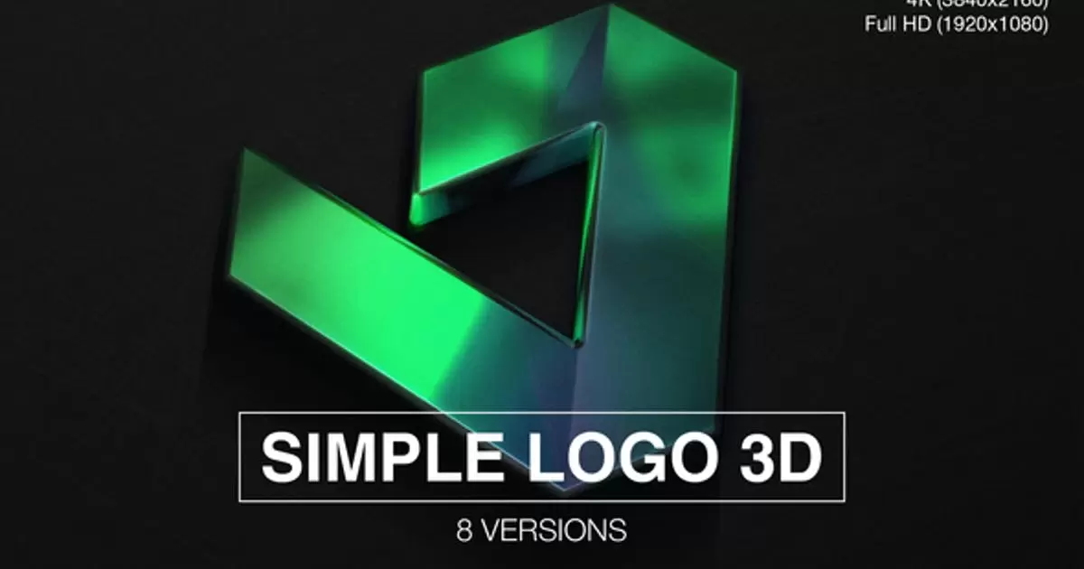 简单徽标3D显示 (8件装)AE模版Simple Logo 3D Reveal (8-Pack)