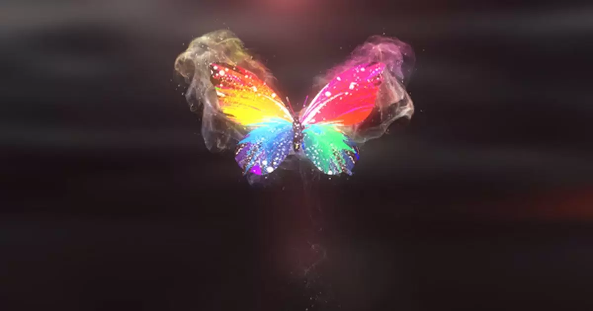 彩色蝴蝶logo标志揭示4K AE模版Colorful Butterfly Logo Reveal 4K