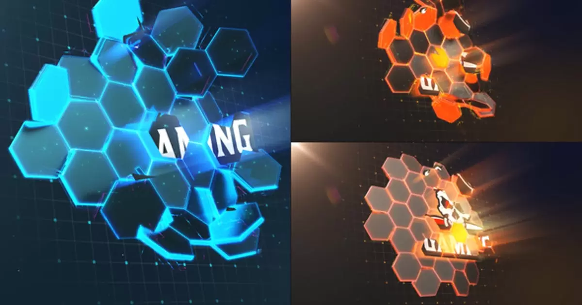 高科技六边形logo标志揭示AE模版Hi-Tech Hexagons | Logo Reveal
