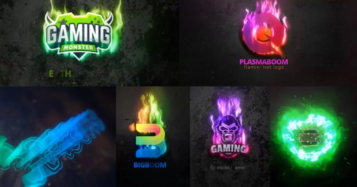 等离子粒子燃烧logo标志显示AE模版Plasma Boom Logo Reveal