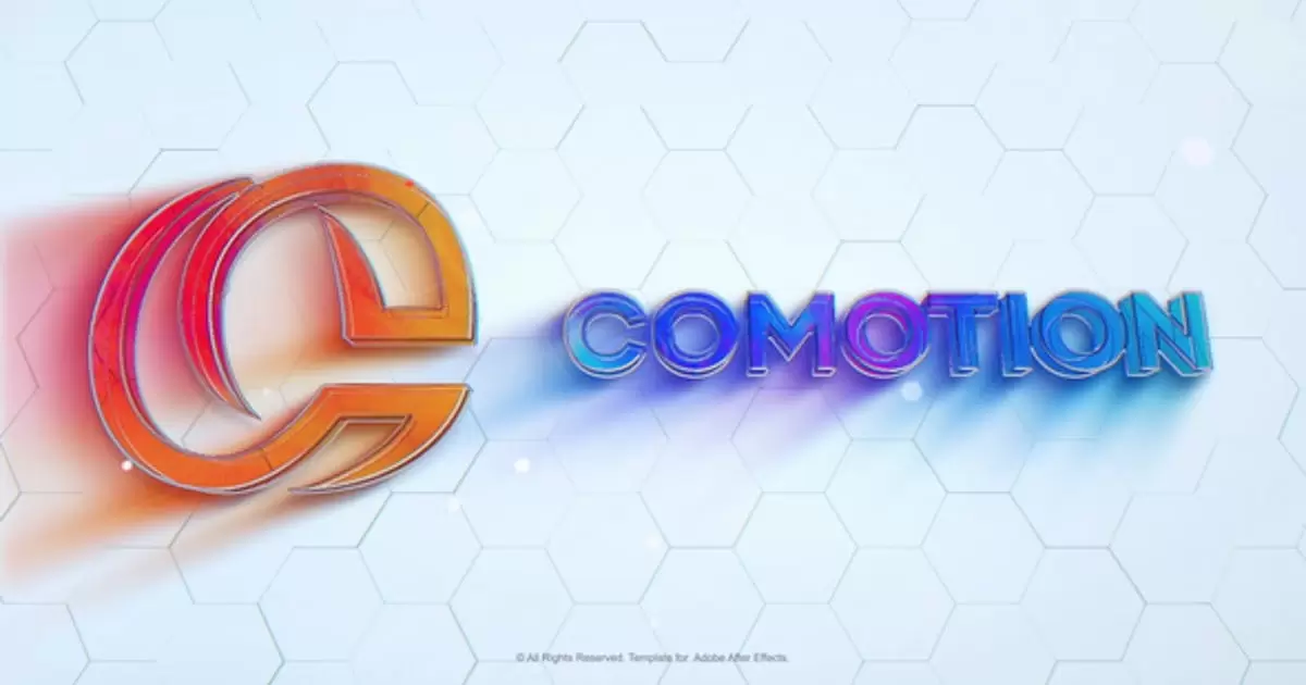 彩色玻璃3d发光标志AE模版Colorful Glass Logo