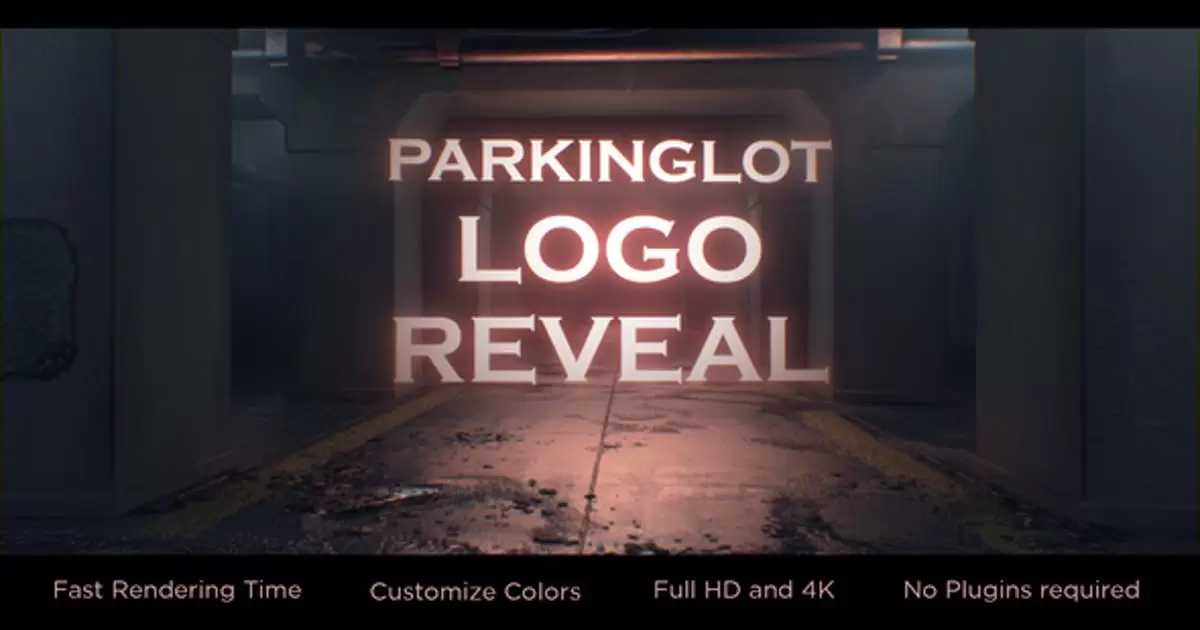 停车场内三维logo标志显示AE模版Parking-lot Logo Reveal
