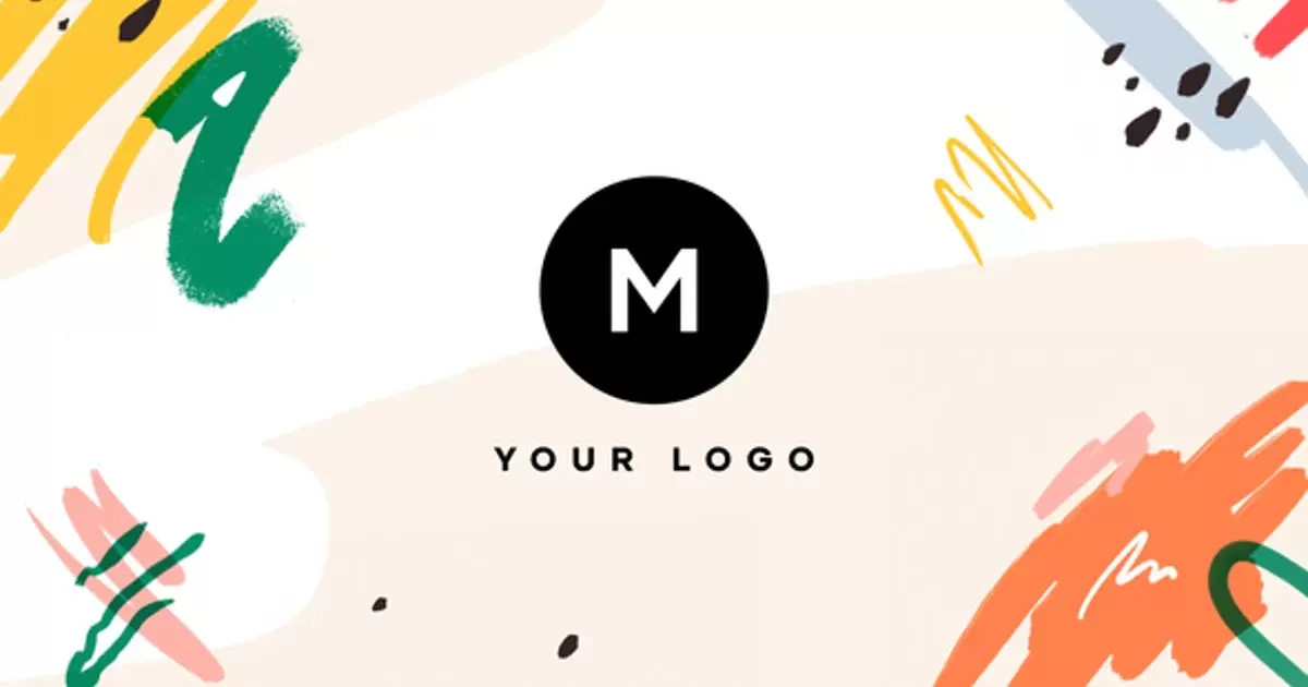 手绘笔刷涂鸦logo热带标志AE模版Hand Drawn Brush Tropical Logo