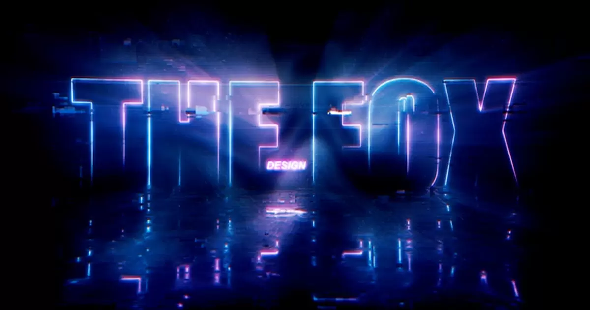 霓虹灯发光背光logo标志揭示AE模版Neon Glitch Logo Reveal
