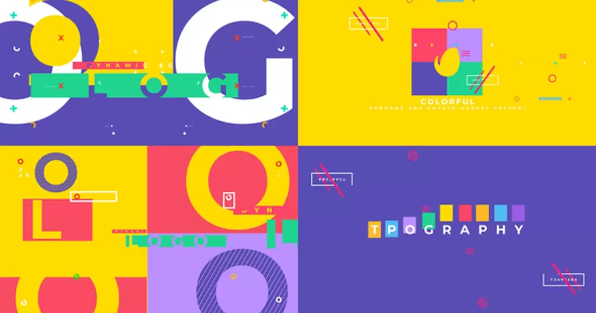 文字创意排版logo片头AE模版Logo Typo Opener