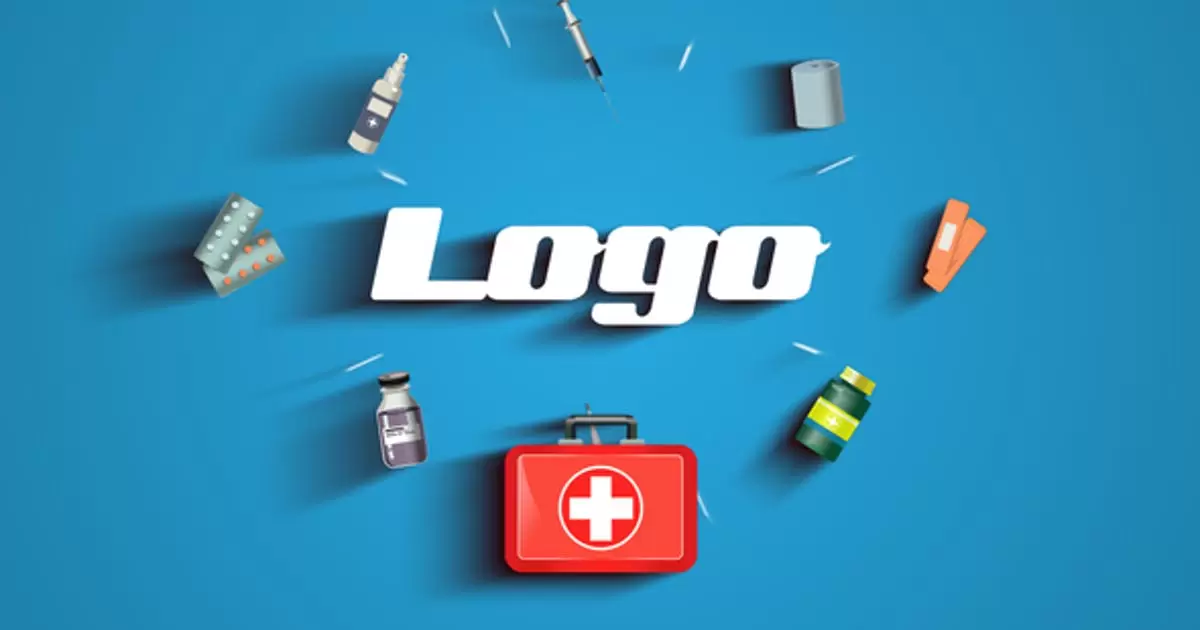 医疗标志显露中间logo标志AE模版Medical Logo Reveal