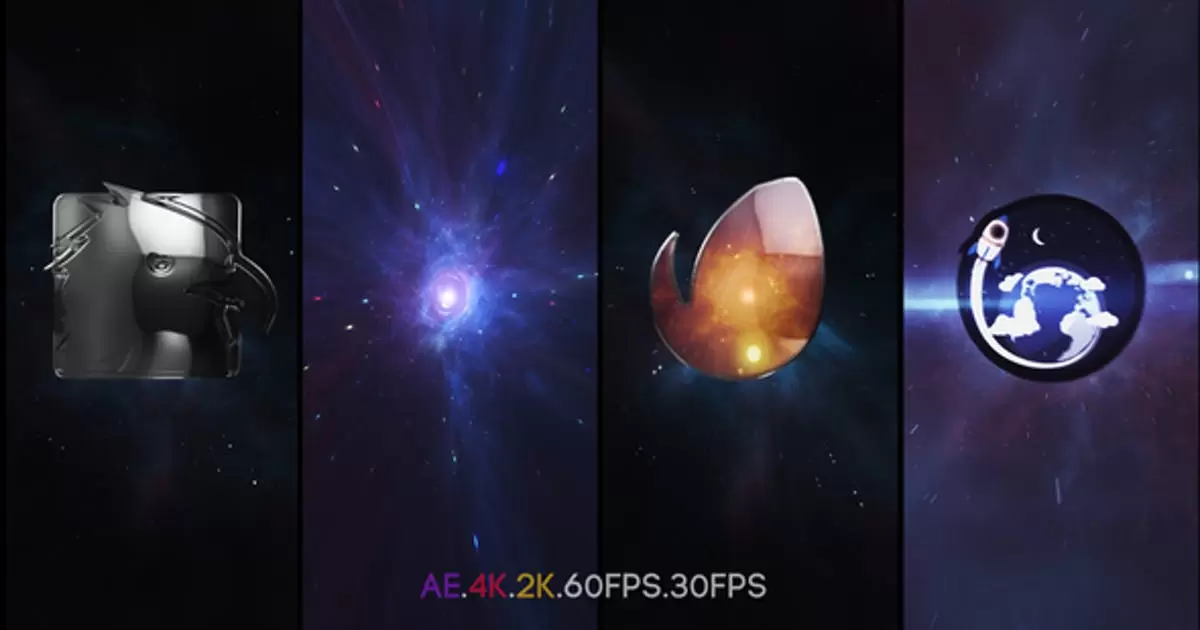 太空涡流宇宙星空logo标志简介AE模版Space Vortex Logo Intro