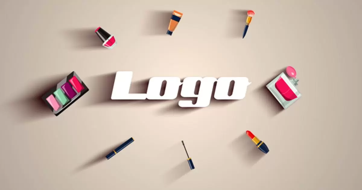 化妆品展示logo标志AE模版Cosmetic Makeup Logo