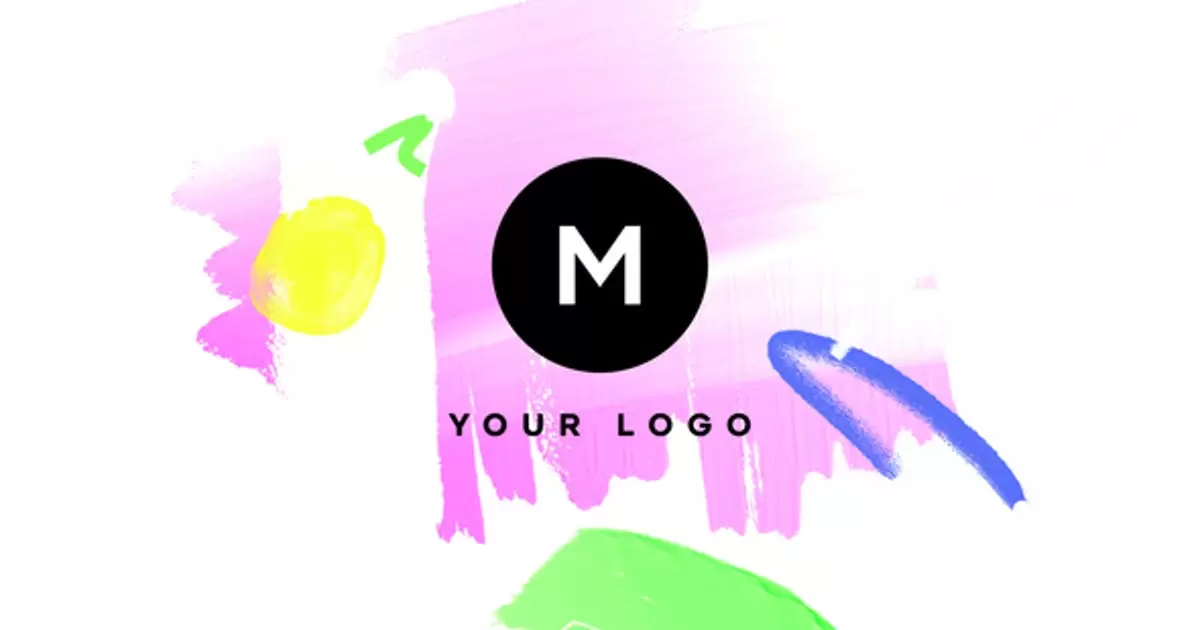 手绘笔刷出logo标志AE模版Hand Drawn Brush Logo