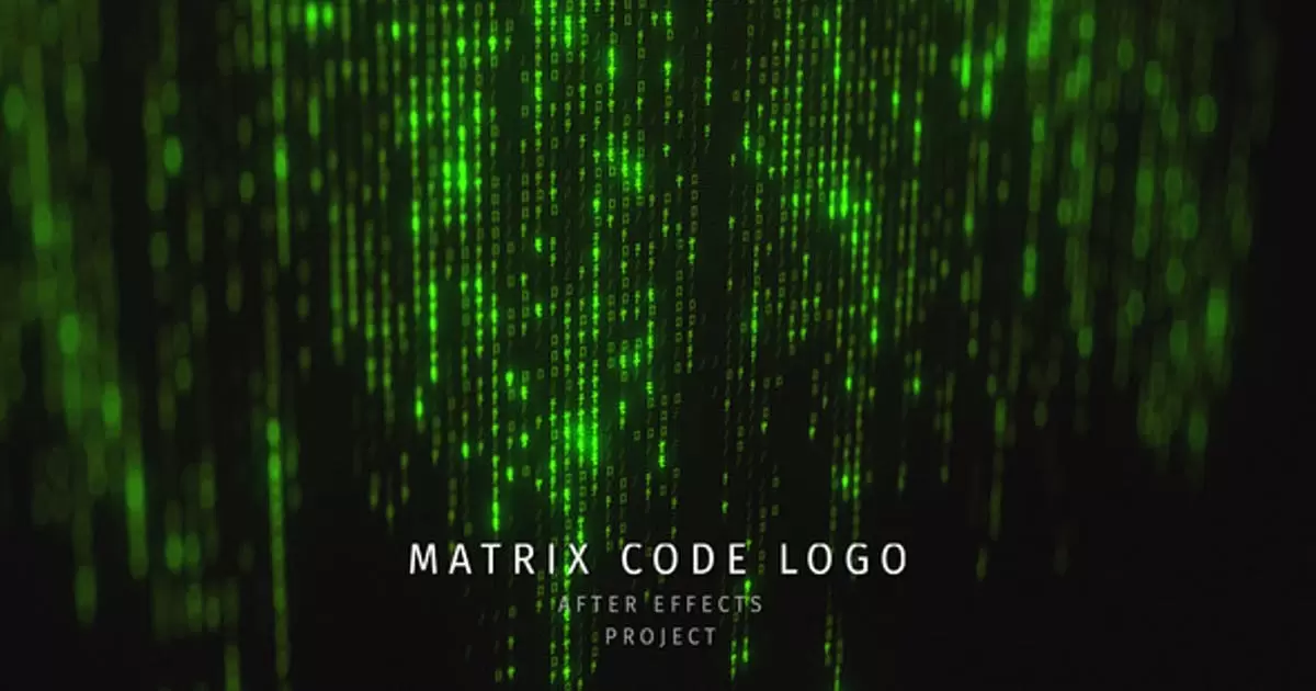 矩阵代码黑客帝国高科技logo标志AE模版Matrix Code Logo
