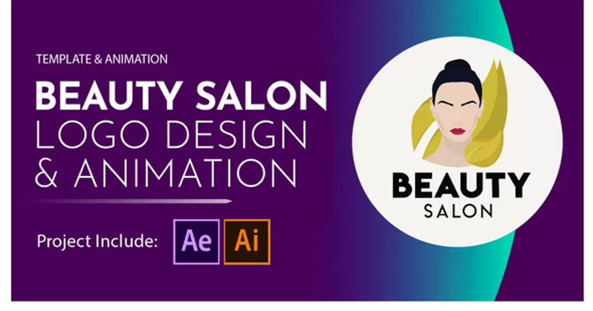 缩略图美容院标志设计和mg动画AE模版Beauty Salon Logo Design and Animation
