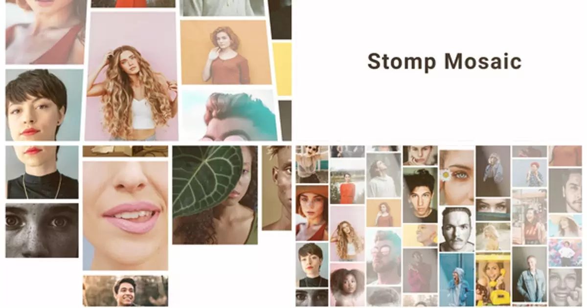 马赛克多照片汇聚标志AE模版Mosaic Stomp Multi Photo Logo