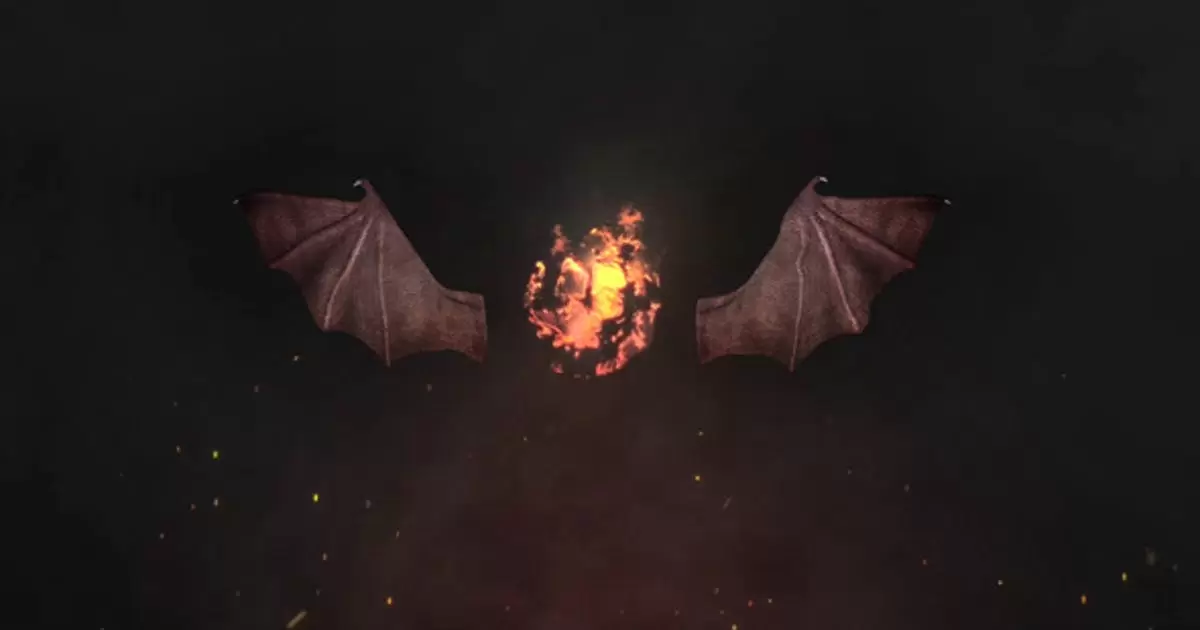 恶魔蝙蝠翅膀火焰logo标志AE模版Demonic Fire Logo