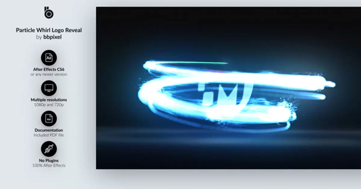 粒子旋转标志揭示AE模版Particle Whirl Logo Reveal