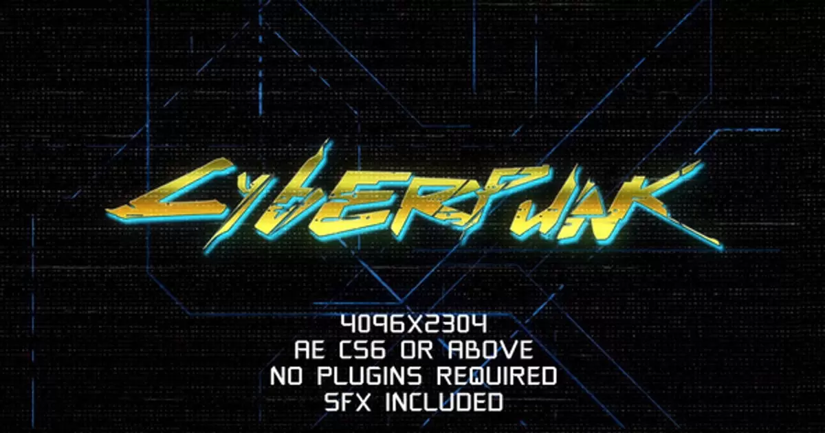 缩略图4k赛博朋克logo标志AE模版4k Cyberpunk Logo