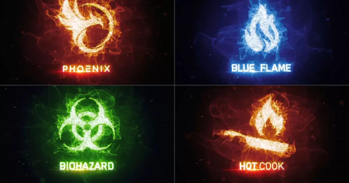 粒子火能量logo标志揭示AE模版Particle Fire Energy Logo Reveal